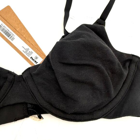 Skims Cotton Jersey T-Shirt Bra Black Soot New with tags Size 32B - Picture 4 of 4